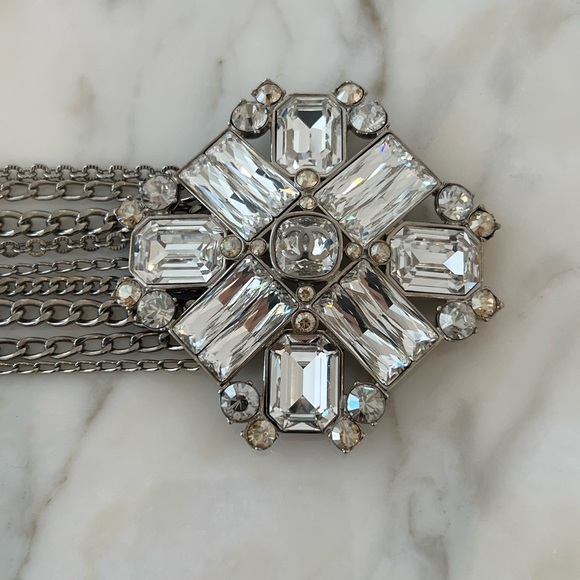 CHANEL SILVER TONE CHAIN CRYSTAL EMBELLISHED BELT NWOTS! - Picture 11 of 17
